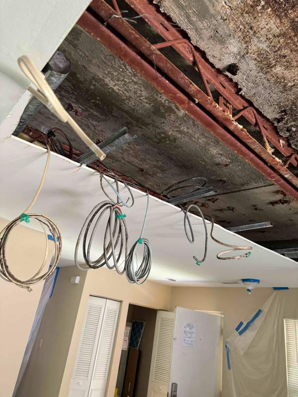 We expertly removed and prepped electrical wires for reinstallation during a structural beam replacement in a commercial remodel in Columbia, MD, ensuring seamless integration with the new beam.